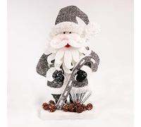 32cm Santa Christmas Tabletop Figures Window Wall Door Holiday Home Xmas Glitter Foam Showpiece Decorations, Grey