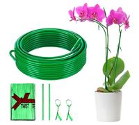 32ft Bendable & Cuttable Plant Stakes, Green Orchid Flower Stem Support Sticks with 800 Ties for Monsteras Money Trees Indoor Potted Plants Beans