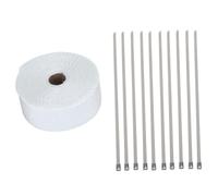 32ft Exhaust Heat Wrap Roll With 10 Stainless Steel Ties - Header Wrap Kit for Motorcycle Car Pipes, Manifold (White)