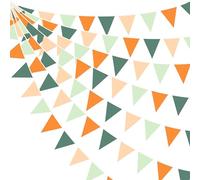 32Ft Orange Sage Green Bunting Banner Little Cutie Party Decorations Fabric Triangle Flag Pennant Garland Streamer for A Little Cutie is On The Way Birthday Orange Gender Reveal Baby Shower Decor