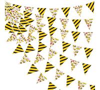 32Ft Yellow Black Construction Themed Print Fabric Bunting Banner Construction Party Decorations Triangle Flag Pennant Garland Streamer for Kids Dump Truck Birthday Excavator Tractor Baby Shower Decor