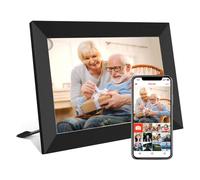 32G HD Digital Picture Frame, 10.1in Electronic Photo Frame WiFi with APP, Smart Electric Video Photo Frame Slideshow with Email, 1280x800 IPS FHD Uploadable Digital Photo Frames Cloud Storage（Brown）