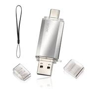 32GB 2.0 USB Flash Drive 2 in 1 Fast, OTG USB C Flash Drive 32GB 2 in 1 Type C USB 2.0 Metal Pen Drive 32GB USB Flash Drive 32GB for PC/Smartphones/MacBook Pro (Silver)