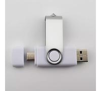 32GB ACU-USB Dual-Sided USB 2.0 Twister - White/Silver - Android & Laptop Compatible - Thumb Drive Pen Drive Memory Stick USB Drive USB Stick (10)