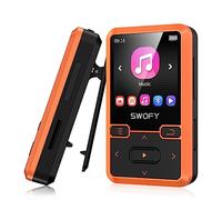 32GB Clip MP3 Player Bluetooth 5.0, Portable Wearable Sports Music Player, Ultra Light Hi-Fi Lossless Sound Quality MP3 Player for Kids, FM Radio Support, Pedometer, Max 128GB (Orange)