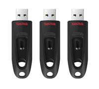 SanDisk 32GB Ultra USB 3.0 Flash Drive, USB stick, memory stick with transfer speeds up to 130MB/s, Password protection, RescuePRO Deluxe software for data recovery, Triple Pack, Black