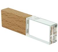 32GB USB Flash Drive, Crystal Clear Glass LED Light Pen Drive, Fast Speed Memory Stick, Thumb Drive for Boy Girl Men Women Kids Mom Dad (USB 2.0, Wood Crystal)