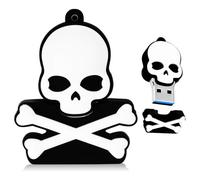 32GB USB Flash Drive Personality Skull Shaped Memory Stick, BorlterClamp Cool Thumb Drive USB 2.0 Pen Drive Amazing Gifts, White