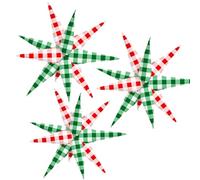 32Inch Red&Green Gingham Plaid Star burst Foil Balloon,Chirsmas Party Decoration Balloons,12pcs Spike Explplosion Balloon For Farmhouse Wedding, Picnic, Birthday, and Rustic Cabin Theme