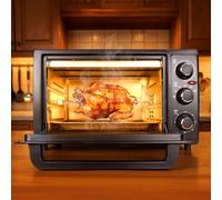 32L Mini Oven, 1500W Extra Large Portable Pizza-Oven with Crispy Roast, Dehydrate, Rotisserie, 9-in-1 Electric Cooker & Grill for Roasting, Baking, Grilling, Toaster & Reheating (Black, 32L)