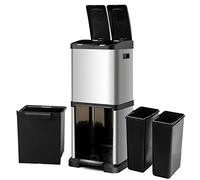 32L Stainless Steel Pedal Bin for Recycling - Durable Sleek Design Eco-Friendly Trash Can for Kitchen Office Bathroom - Hands-Free Operation Easy to Clean