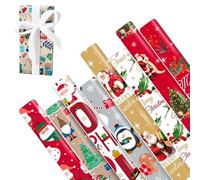 32M Cute Christmas Wrapping Paper Roll (8 x 4M Each Rolls) Ideal for Xmas, Festive Season - Gift Wrapping Paper for Party, Birthday & Xmas Gift Decoration with ZINNIAUK