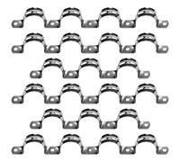 32mm/1.26" 22Pcs Pipe Strap Clamp Holder Stainless Steel Brackets Saddle Clip U Shaped Clips Straps Two Hole Tube Strap Tension Clips Hose Clamp for Anchor Water Pipe Wooden Panels