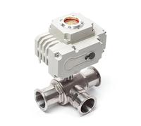 32mm 3 Way Motorized Stainless Steel Ball Valve - Electric Tri Clamp Valve Q911F-16P for Sanitary Applications,1pcs(T TYPE-24VDC)