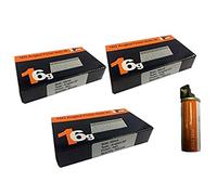 32mm + 38mm + 50mm 16g Angled Nails, 3 x 500 Pack + 1 x Fuel Cell for Paslode