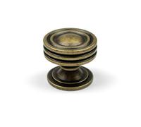 32mm Antique Brass Cabinet Knob Round Rustic Dark Gold Circular Furniture Pull