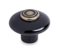 32mm Black Ceramic Cabinet Knob Round Cupboard Door Drawer Pull Wardrobe Furniture Replacement Upcycle
