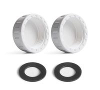 32mm Blanking Cap with Washer, 2 Pcs Appliance Waste Trap & Sink Trap, PVC Threaded Cap with Rubber Sealing Rings, Waste Pipe Seals for Washing Machine, Dishwasher(1.25 Inch)