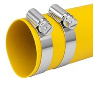 32mm Diameter Layflat Discharge Hose Pipe Compatible with Submersible Water Pump - Yellow PVC Reinforced with Polyester- Includes 2 Clips 30m