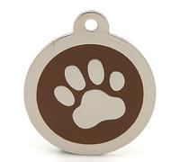32mm Enamel Laser Engraved Pet Tags - Many Colors to Chose from. Bold Contrasting Text. Large Dog Pet ID Tags (Brown).
