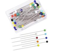 32mm Extra Long Sewing Pins with Glass Heads 50 Pieces - 0.8mm thick Quilting Pins for Dressmaking, Jewellery & Crafts