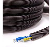 32mm Flexible Conduit Outdoor Cable IP40 50 Meter Coil - Underground, External Trunking, Electrical Ducting, Hose Pipe Wire Protection. Polypropylene