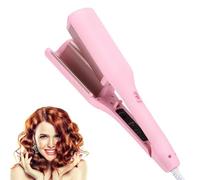 32mm French Wave Heated Curling Iron With 4 Gears Temperature for Short and Long Hair (Pink)