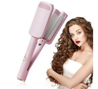 32mm Hair Waver Hair Crimper Hari Crimpers for Women Hari Wavers Wave Curling Iron 10s Fast Heating Negative Ions Ceramic Glaze Material Deep Waev Curling Iron for Short and Long(Pink)