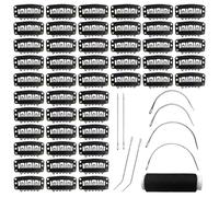 32mm Hairpieces Snap Clips U Shape Wig for Hair Extensions Making Accessories Set Tools (50Pcs Black)