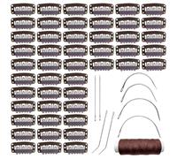 32mm Hairpieces Snap Clips U Shape Wig for Hair Extensions Making Accessories Set Tools (50Pcs Brown)