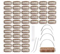 32mm Hairpieces Snap Clips U Shape Wig for Hair Extensions Making Accessories Set Tools (50Pcs Light Brown)