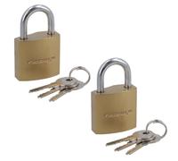 32mm Iron Padlock Security Lock Brass Finish with Hardened Steel Shackle 2pc