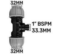 32mm Mdpe Tee 1" Bsp Male Compression Pipe Fitting Pn10