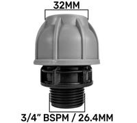 32mm Mdpe To 3/4" Bsp Male Straight Compression Coupling Pn10 Pipe Fitting