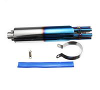 32mm Motorcycle Exhaust Muffler Machine Rotating Vent Pipe Blue Stainless Steel