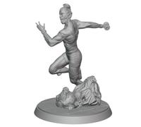 32mm Scale Female Zombie Athlete Miniature - Undead Runner Figure - Detached Trash Base - Durable Resin - DND Fantasy TTRPGs - Modern Wargaming