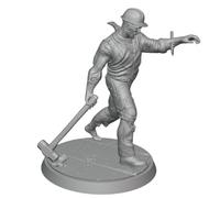 32mm Scale Infected Construction Worker with Pickaxe Durable Resin Zombie Mini for Survival DND Fantasy TTRPGs Wargaming