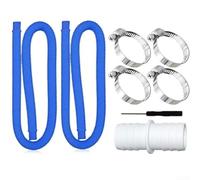 32Mm Swimming Pool Hose Set With Metal Clips, Flexible Polyethylene Plastic Pipe, Pool Filter Connection, Leak Proof Water Hose, for Above Ground Pools(1.5 m blue tube)
