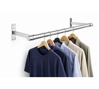 32mm Wall Mounted Clothes Rail Heavy Duty Chrome Garment Hanging Bar - Steel Clothing Display for Retail Shop, Stockroom & Home Wardrobe (2ft Tube + 2 Brackets)