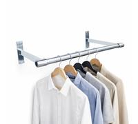 32mm Wall Mounted Clothes Rail Heavy Duty Chrome Garment Hanging Bar - Steel Clothing Display for Retail Shop, Stockroom & Home Wardrobe (5ft Tube + 2 Brackets)