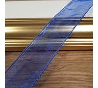 32mm Wired Organza Sheer Ribbon 20+ Colours 1 Metre Cut to Order (Royal Blue)