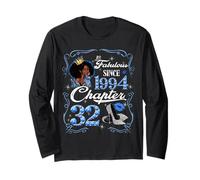 32nd Birthday Black Queen Chapter 32 Fabulous Since 1994 Long Sleeve T-Shirt