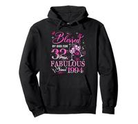 32nd Birthday Queen Blessed by God 32 Fabulous Since 1994 Pullover Hoodie