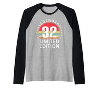 32nd Birthday Vintage Legendary Limited Edition Retro B-Day Raglan Baseball Tee