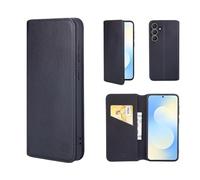 32nd Classic Real Leather Wallet Case Samsung Galaxy S26 FE Black | RFID Blocking Card Slot, Magnetic Closure, Built In Kickstand, Shockproof TPU Shell, Book Flip Folding Cover
