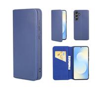 32nd Classic Real Leather Wallet Case Samsung S26 FE Navy Blue | RFID Blocking Card Slot, Magnetic Closure, Built In Kickstand, Shockproof TPU Shell, Book Flip Folding Cover