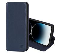32nd Classic Series 2.0 - Real Leather Book Wallet Flip Case Cover For Apple iPhone 13 Pro (6.1"), Real Leather Design With Card Slot, Magnetic Closure and Built In Stand - Navy Blue