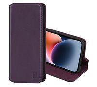 32nd Classic Series 2.0 - Real Leather Book Wallet Flip Case Cover For Apple iPhone 14 Plus (6.7"), Real Leather Design With Card Slot, Magnetic Closure and Built In Stand - Aubergine