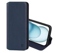 32nd Classic Series 2.0 - Real Leather Book Wallet Flip Case Cover For Apple iPhone 15 Plus (6.7"), With RFID Blocking Card Slot, Magnetic Closure and Built In Stand - Navy Blue