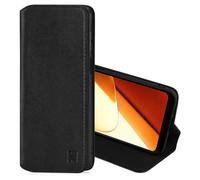 32nd Classic Series 2.0 - Real Leather Book Wallet Flip Case Cover For Galaxy S23 FE, With RFID Blocking Card Slot, Magnetic Closure and Built In Stand - Black